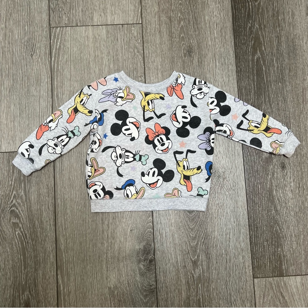 DISNEY JUMPING BEANS LONG SLEEVE CREWNECK MICKEY AND FRIENDS GREY 18MO